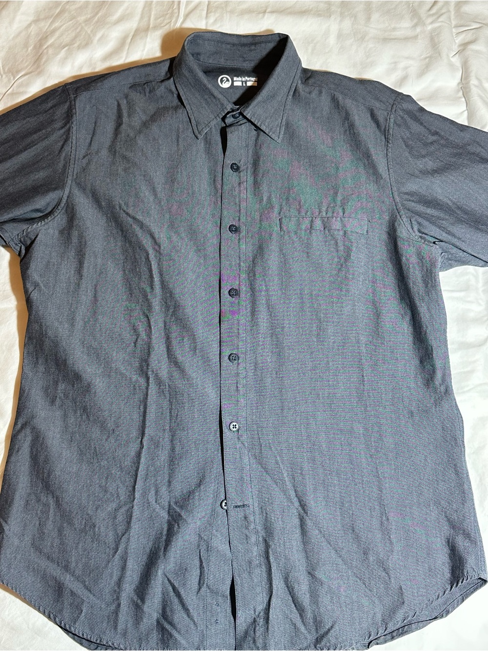 Outlier Men’s Gray/ Blue Long Sleeve Button Up Shirt Large Made in Portugal